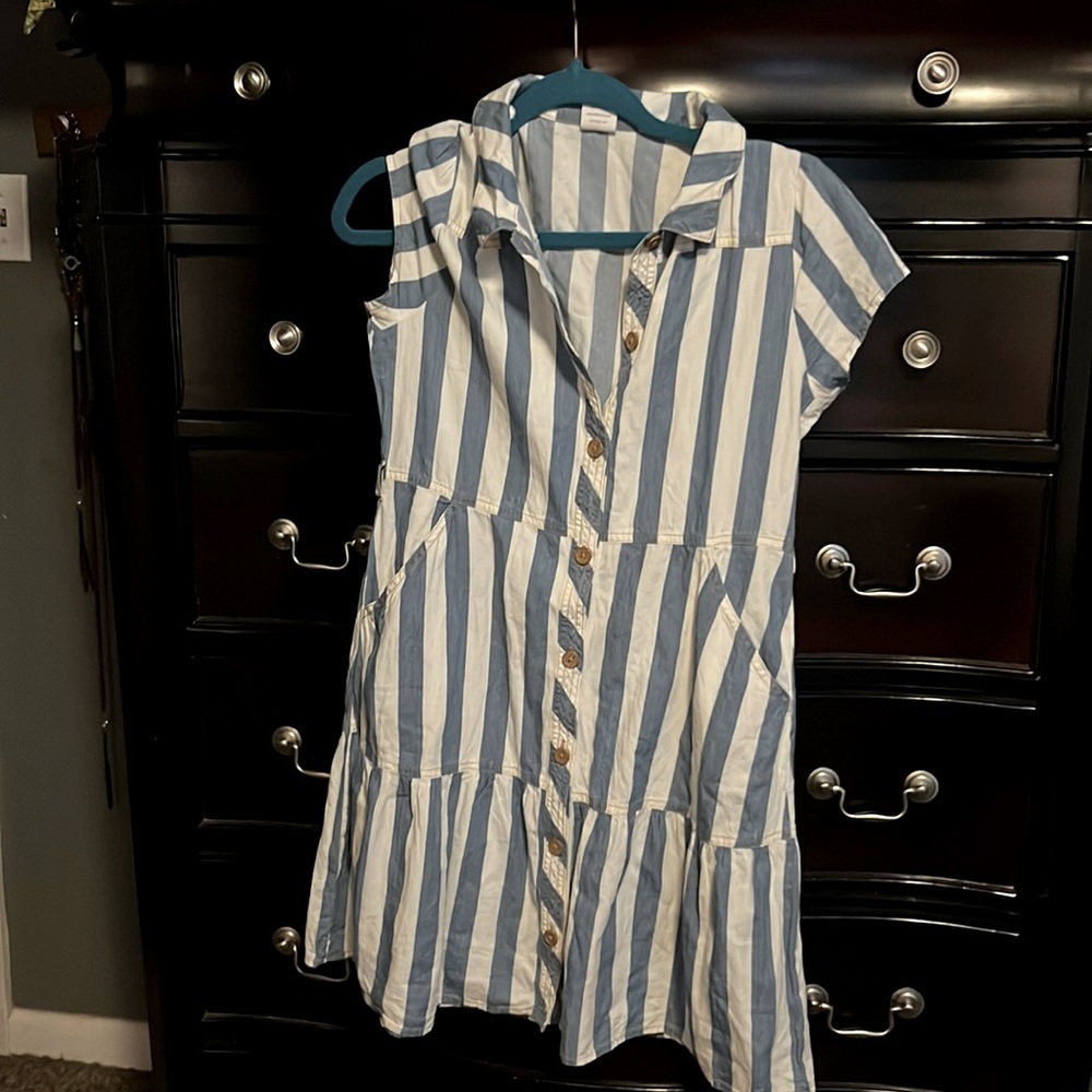 Blue/white striped dress